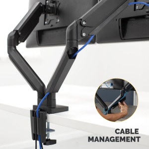 Fellowes Monitor Mount 2 monitoare de pana la 32 inchi (81,28 cm) fiecare - Brat pentru monitor seria Platinum cu arc cu gaz, porturi USB, montare cu clema sau iesire pentru cablu - negru - Img 6