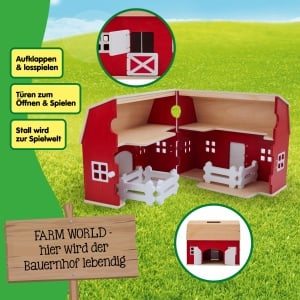 Ferma din lemn Schleich Farm World 42602 Set 7 piese cu grajd si garduri - Img 4