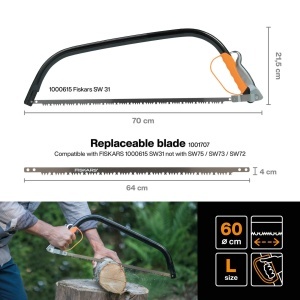 Feronerie de taiat Fiskars SW31, 70 cm, pentru lemn umed, negruorange - Img 2