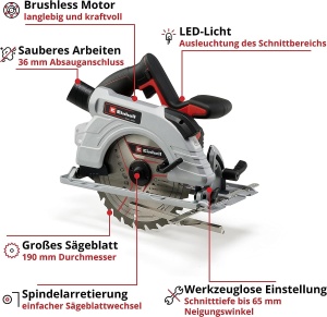 Feronier cu acumulator Einhell TP-CS 18190 Li BL, 18V, 190 mm, motor brushless - Img 3
