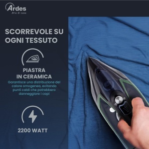 Fier de calcat Ardes VAPOR PRO ELITE 2200 W cu talpa ceramica si rezervor 220 ml - Img 3