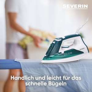Fier de calcat cu abur SEVERIN cu talpa robusta din otel inoxidabil, 2400W, 85g, jet minim de abur, 30g, debit minim de abur variabil, rezervor de apa detasabil, functie anti-picurare, 175 ml, alb-verde, BA 3261 - Img 3