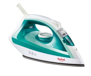 Fier de calcat cu abur Tefal FV1710 Virtuo | 1800 wati | 80 g/min explozie de abur | 20 g/min abur continuu | declansator ergonomic cu abur | Talpa antiaderenta | netezire verticala cu abur | Alb/Turcoaz - Img 1