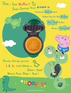 Fier de vafe Peppa Pig "George", mini fier de vafe in designul unic George Pig, pentru petreceri de ziua copiilor, Paste si Craciun, dimensiune vafe: O 10cm, produs cu licenta oficiala, culoare: verde - Img 6