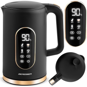 Fierbator Berdsen 1,7L 2200W cu Control Temperatura si Design Elegant Negru Auriu - Img 1