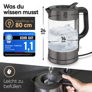 Fierbator de apa ProfiCook PC WKS 1322, 1,7L, 2200W, inox - Img 6
