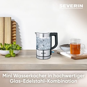 Fierbator de sticla SEVERIN Mini 0,5 L, puternic si compact in design de inalta calitate, ceainic electric cu filtru de calcar, otel inoxidabil/negru, WK 3472 - Img 4