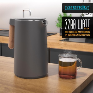 Fierbator electric Arendo 306929, 1.5L, 2200W, temperatura ajustabila, negru - Img 7