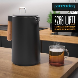 Fierbator electric Arendo cu temperatura reglabila, 1.5L, 2200W, inox, negru - Img 7