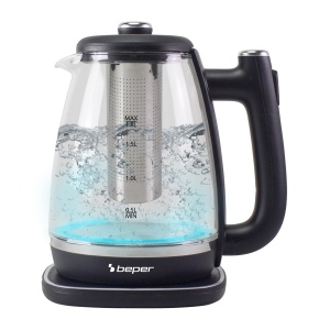 Fierbator electric Beper P101BOL200, 1.8L, 2200W, din sticla borosilicata
