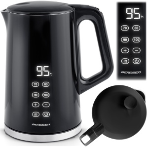 Fierbator electric Berdsen 1,7 L, 2200W, negru, cu control temperatura