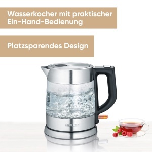 Fierbator electric Severin WK 3468 din sticla si inox 1L compact si puternic - Img 3