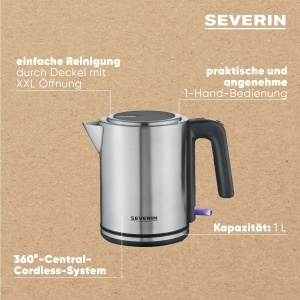Fierbator electric SEVERIN WK 3489 1L 2400W Argintiu-Negru BPA-Free - Img 5