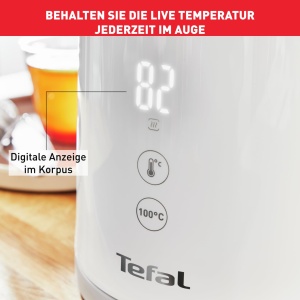 Fierbator electric Tefal KO6931, 1.5 L, 1800 W, alb, afisaj digital, 5 trepte temperatura - Img 4