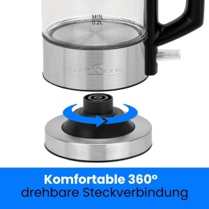 Fierbator ProfiCookr din otel inoxidabil 05 litri albastru iluminat Fara BPA Ceainic mic 1100W Ceainic de calatorie Carcasa din sticlaotel inoxidabil  - Img 6