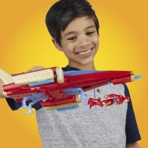 Figurina de actiune Iron Man cu jet de batalie - Hasbro, 10 cm, rosu - Img 4