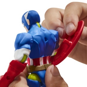 Figurina de actiune MixMashers Marvel Captain America, 12 cm, albastra - Img 3