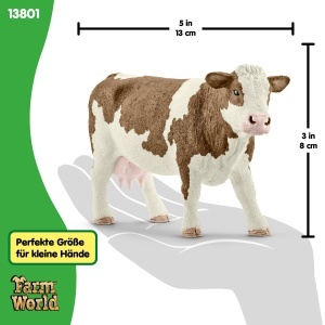 Figurina Ferma - Schleich Fleckvieh-Kuh 13801, 13 x 4 x 8 cm, pentru copii de la 3 ani - Img 5