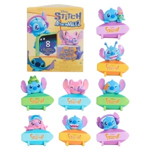 Figurina Mini Disney Stitch Attachmeez 5 cm cu Display Surfbrett, Just Play
