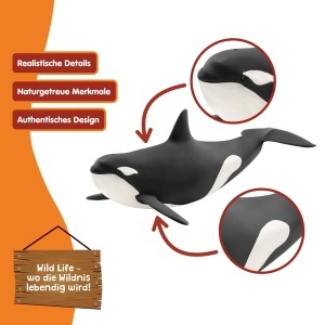 Figurina Orka Schleich WILD LIFE, 10 x 20 x 7 cm, Detalii realiste - Img 3