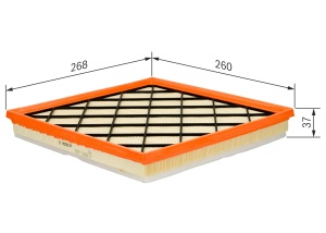 Filtru de aer Bosch S0217 pentru masini - rezistenta la umiditate, dimensiuni 267x261x38.5 mm - Img 3