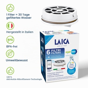Filtru Rapid Laica Fast Disk pentru Sticla, Activ Carbon, 6 Bucati - Img 2