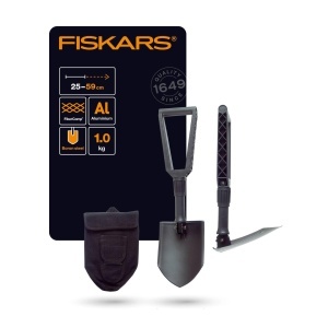 Fiskars Klappspaten 1000621 Negru 59 cm Multifunctional cu Husa Canvas