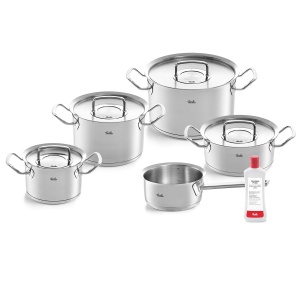 Fissler Original-Profi Collection/Set de oale de gatit din otel inoxidabil, 5 bucati, inclusiv capac metalic + ingrijire gratuita din otel inoxidabil - inductie [Exclusiv la ]