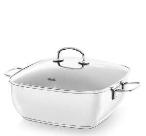 Fissler Tigaie din otel inoxidabil, acoperita (6,5 L - O 28 cm) Cuptor olandez dreptunghiular, cu capac din sticla, se poate folosi pentru cuptor - inductie - Img 3