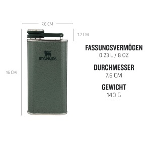 Flacon din otel inoxidabil Stanley 1913, 236ml, verde Hammertone, capac anti-pierdere - Img 2