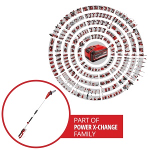Foarfeca cu acumulator Einhell GC-LC 18/20 Li T-Solo Power X-Change (Li-Ion, 18 V, lungime bara 20 cm, cap motor cu inclinare de 30deg, tija de extensie, angrenaj metalic, fara baterie si incarcator) - Img 2