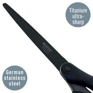 Foarfeca de birou Leitz Titan Anti-Haft, 18 cm, din otel inoxidabil, neagra - Img 3