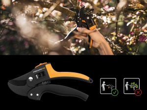 Foarfeca de gradina Fiskars PowerStep P83, 19 cm, pentru ramuri uscate, negruorange - Img 3