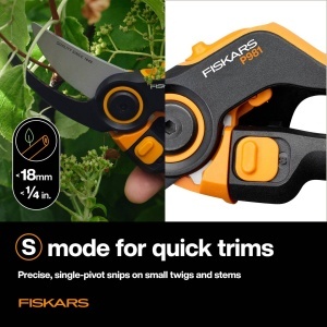 Foarfeca de gradina Fiskars X-series P981, 2-in-1, pentru crengi subtiri si groase, negruportocalie - Img 3