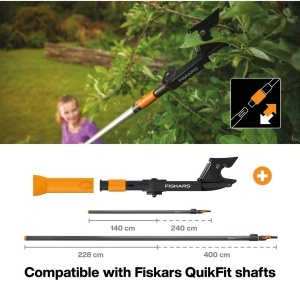 Foarfeca pentru crengi Fiskars QuikFit 1001410 pentru lemn uscat si dur negruportocaliu - Img 2
