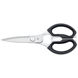 Foarfece de bucatarie WMF 23 cm, foarfece de uz casnic, foarfece de bucatarie, otel inoxidabil Cromargan, maner din plastic, foarfece universale cu deschizator de sticle si ridicator de conserve