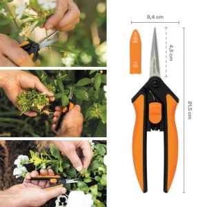Foarfece de taiere Fiskars Microtip SP13, lungime: 21,5 cm, lame din otel de inalta calitate/maner din plastic, negru/portocaliu, solid, 1051600 - Img 2