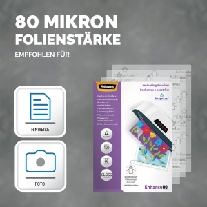 Folie de laminare A4 Fellowes ImageLast, 80 microni, lucioasa, 100 bucati - Img 3