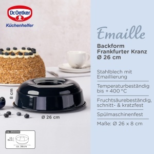 Forma de copt Frankfurter Kranz Dr. Oetker 26 cm Emaille, rezistenta la zgarieturi, albastra - Img 4
