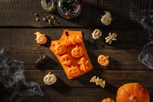 Forma de copt Halloween Zenker Mini-Dovleac, 6 forme, silicon, portocalie - Img 2