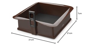 Forma de copt Lacor 66777, silicon antiaderent, baza din sticla, 25x25cm, maro - Img 8