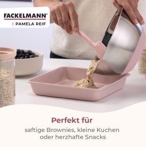 Forma de copt pentru brownie Fackelmann x Pamela Reif, 23x23x4 cm, Pastel Rosa - Img 6