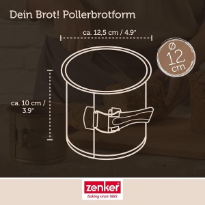 Forma de copt pentru paine Zenker Pollerbrot, 12 cm, antiaderenta, aurie - Img 3