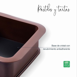 Forma patrata detasabila Lacor 66779 din silicon antiaderent si baza din sticla 18x18x7 cm maro - Img 4