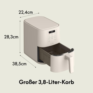 Friteuza cu aer cald Bella Slim 4.0 Qt, capacitate XL, 1300W, Oatmilk - Img 2