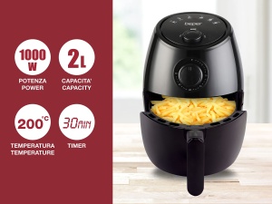 Friteuza cu aer cald Beper P101FRI001, 2 litri, 1000W, negru - Img 2