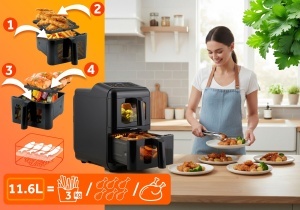 Friteuza cu aer cald Berdsen - 11,6 l, 3000 W, 9 programe, negru - Img 6