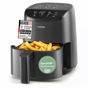 Friteuza cu aer cald COSORI 2L, compacta, neagra, ideala pentru camping