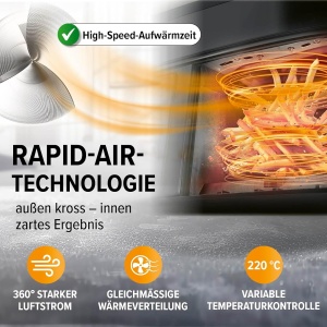 Friteuza cu aer cald GOURMETmaxx Doppelkammer 2x3,5L 2400W Negru - Img 7