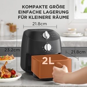 Friteuza cu aer cald Midea 2L, 1150W, neagra - Img 2